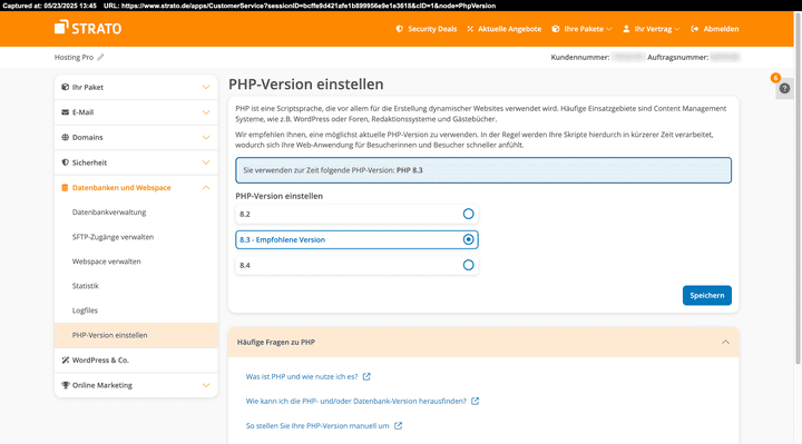 Ein Blick in die PHP-Konfiguration bei STRATO.