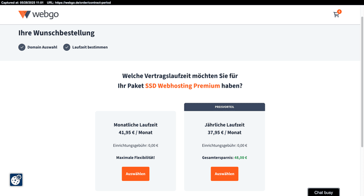 Sehr schön: In Sachen Vertragslaufzeit wählst du zwischen dem günstigen Jahres- und dem flexiblen Monatsabo.