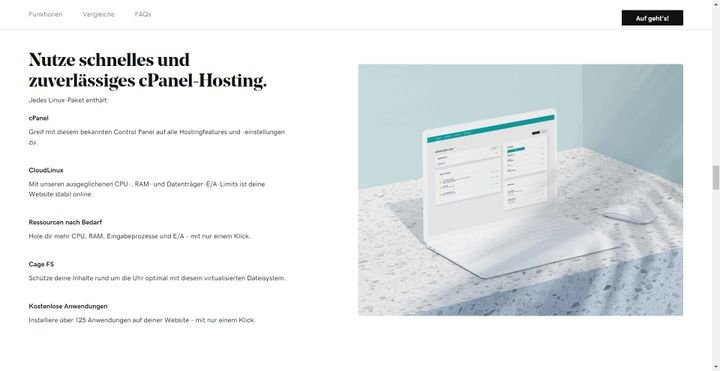 Wichtige Features sind die Verwaltungstools für Ihren Webspace sowie komfortable One-Klick-Installationen