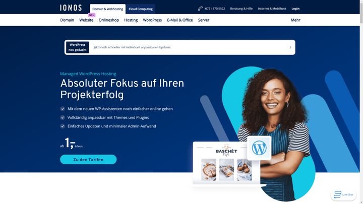 Bei IONOS gibt es ganz explizit ein Managed WordPress Hosting. Praktisch!
