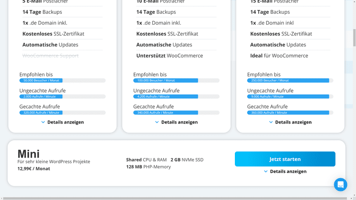 Achte darauf, ob die Tarife für deine Bedürfnisse bei Traffic, Speicher und Co. ausgelegt sind