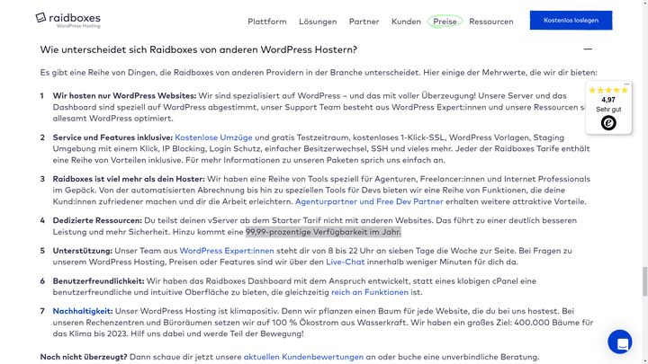 Bei der Verfügbarkeit gilt: je näher an der 100 %, desto besser
