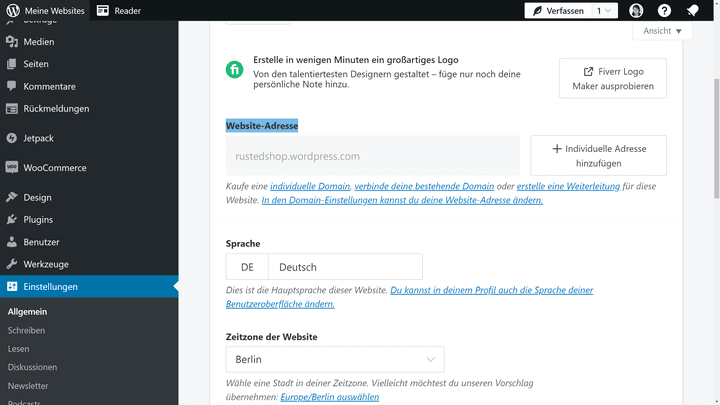 Verbinde in den Einstellungen deine neu erworbene Domain mit deiner WordPress Website