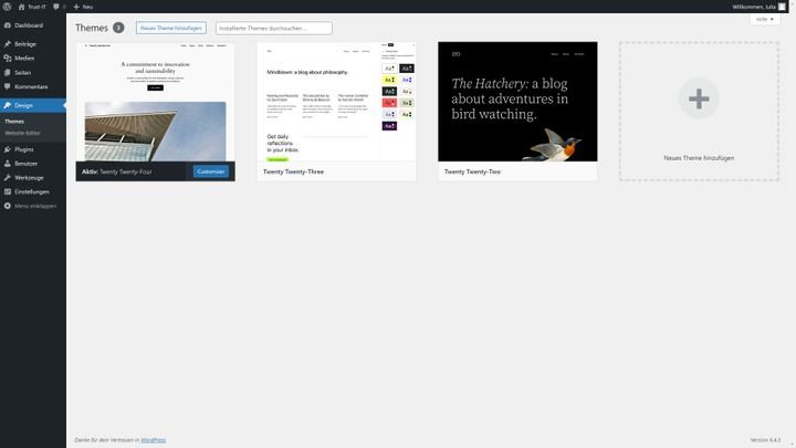 Du findest den Zugang zu Theme-Store im Abschnitt “Design”