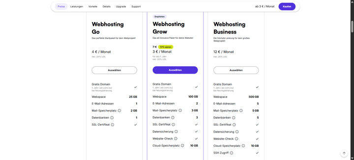 Ein Blick auf die Preise bei world4you.