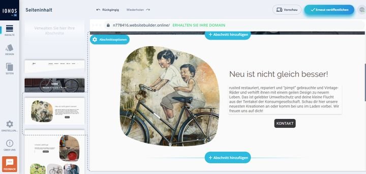 Mithilfe vorkonfigurierter Abschnitte erstellen Sie im Baukasten schnell und einfach Ihre Page