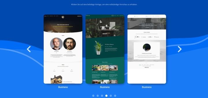 Zu Beginn wählen Sie aus 8 verfügbaren Designs ein grobes Grundgerüst für Ihre Page