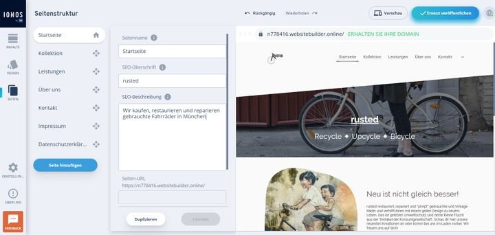 Um Ihre Website bekannter zu machen, können Sie allgemeine SEO-Einstellungen für Ihre Page vornehmen