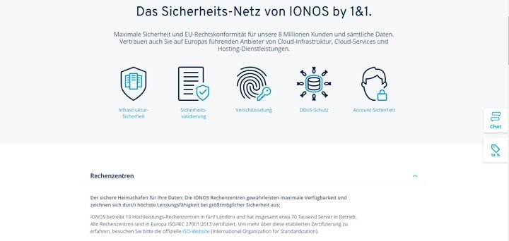 IONOS MyWebsite ist auf Sicherheit beim Hosting bedacht