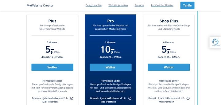Im “Creator” bezahlen Sie für IONOS zwischen 15 und 25 Euro pro Monat