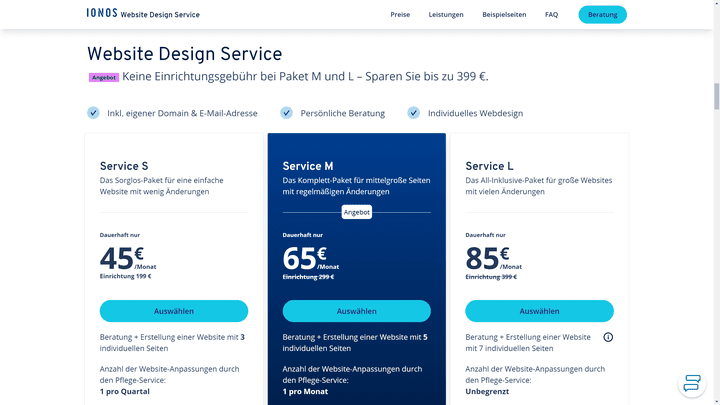 Lassen Sie sich vom Anbieter Ihre Website einrichten