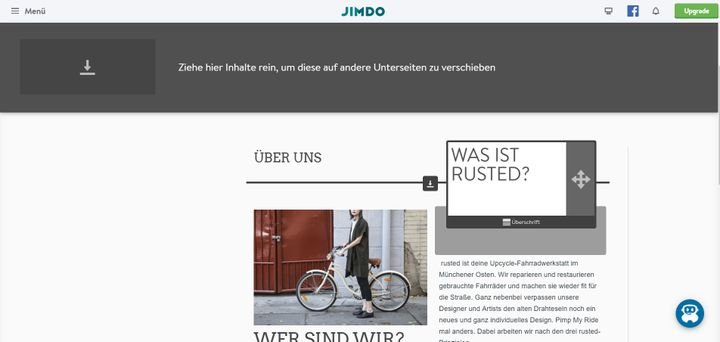 Der Jimdo Creator bringt einen klassischen Drag-and-Drop-Editor, in dem Sie Ihre Inhalte pflegen können