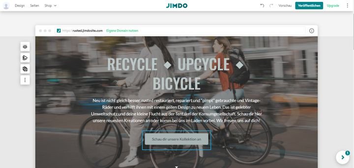 Der Editor von Jimdo Dolphin erlaubt nur wenige Detailanpassungen