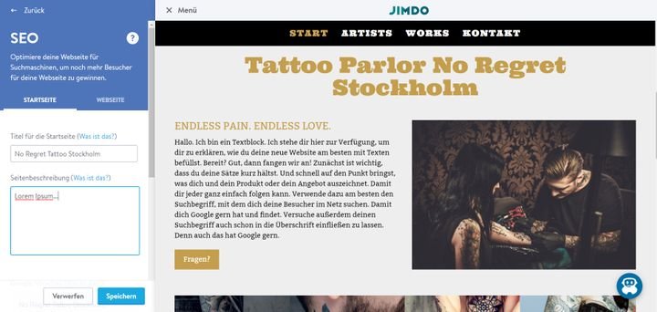 Standard-SEO-Einstellungen können Sie sowohl im Creator, als auch in Jimdo Dolphin vornehmen