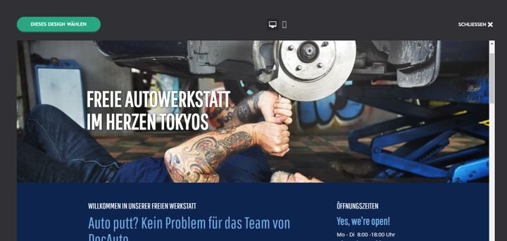 Wählen Sie zunächst ein Design und klicken Sie dann auf “bearbeiten”, landen Sie automatisch im Jimdo Creator