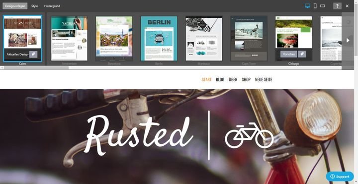 Wenn Sie die angebotenen Templates nicht überzeugen, helfen Sie mit den Design-Vorlagen im Editor nach