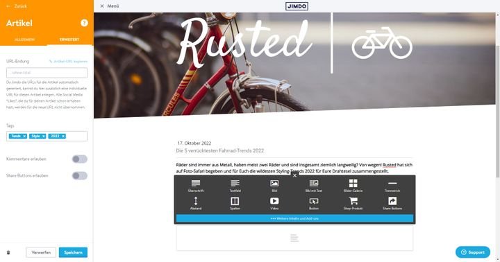 Richten Sie mit dem Creator Ihren Blog ein