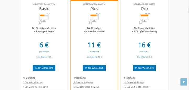 Den STRATO Homepage-Baukasten bekommen Sie im Monatsabo für zwischen 6 und 16 Euro pro Monat