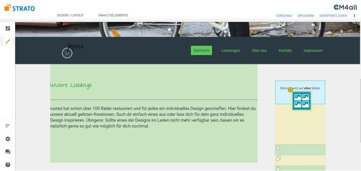Mithilfe von Drag-and-Drop ziehen Sie die gewünschten Elemente an die passende Stelle