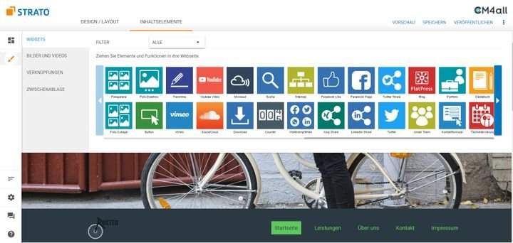 Der STRATO Homepage-Baukasten hat viele nützliche Apps und Widgets im Angebot