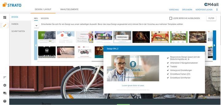 Die einzelnen Templates bei STRATO bieten jeweils unterschiedliche Design-Optionen; wählen Sie also weise