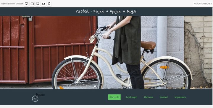 Die Startseite der trusted Test-Website “rusted” im STRATO Homepage-Baukasten