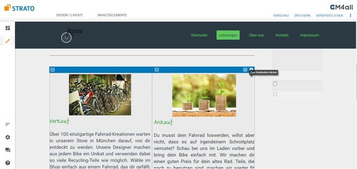 Die Textblöcke im STRATO Homepage-Baukasten sind in Spalten eingeteilt und lassen sich konfigurieren