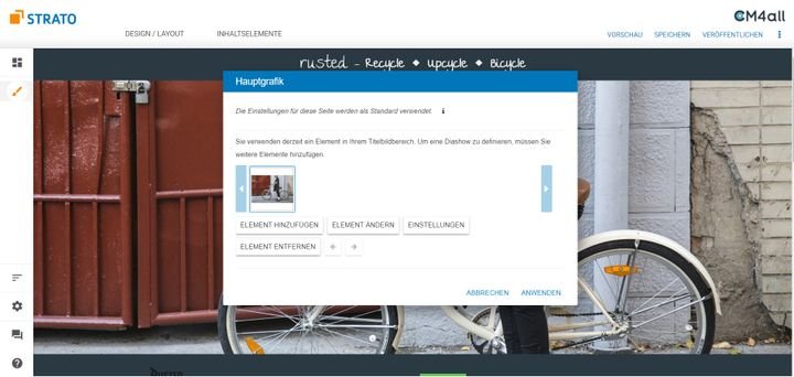 Dialogboxen wie diese hier nutzen Sie im STRATO Homepage-Baukasten für die Konfiguration Ihrer Inhalte und Widgets