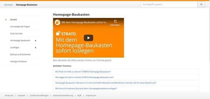 Ein Online-Hilfecenter mit Videotutorials erleichtert Ihnen den Einstieg in den Homepage-Baukasten von STRATO