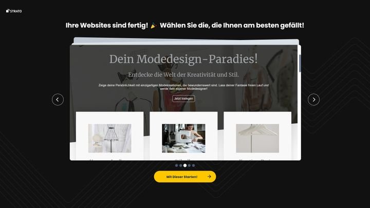 Suche dir einen der vier generierten KI-Vorschläge als Basis für deine Website aus