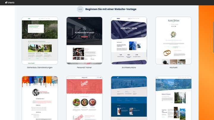 Alternativ kannst du dich für eines der über 20 Templates entscheiden