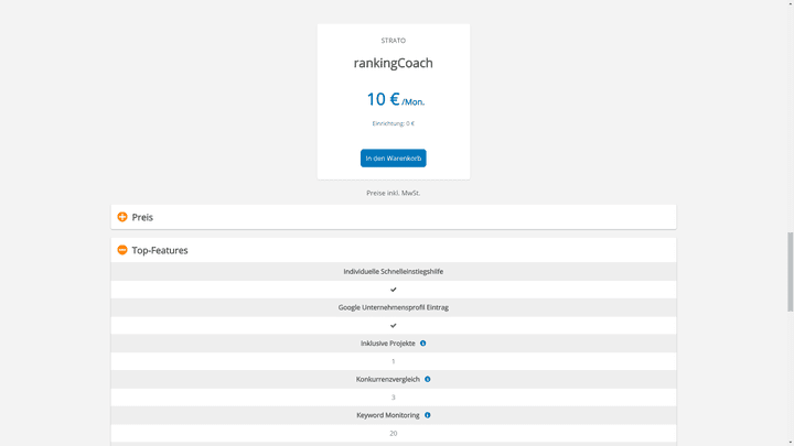 Die Features des rankingCoaches