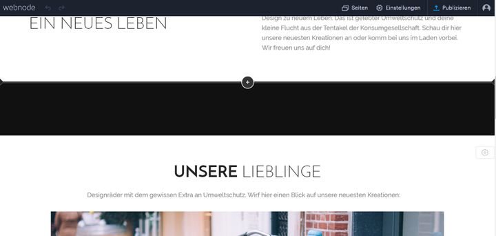 Der Editor von Webnode funktioniert auf Basis von Spalten, in denen Sie Elemente einfügen können