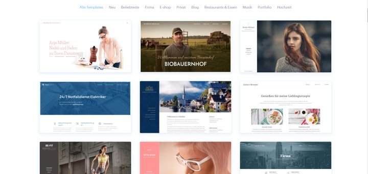 Rund 100 Designvorlagen hat Webnode für Ihre Website in petto