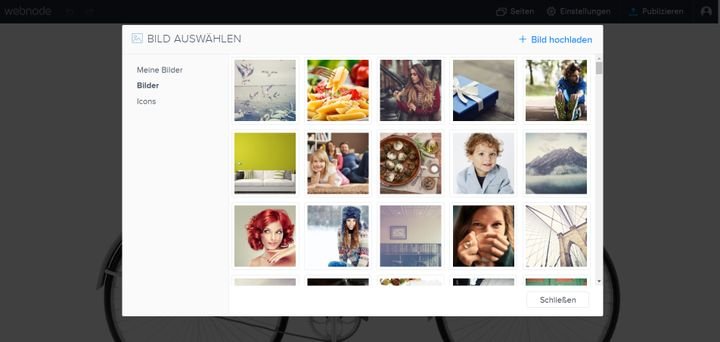 Webnode verfügt über eine eigene Bibliothek mit einer Vielzahl lizenzfreier Bilder für Ihre Seite