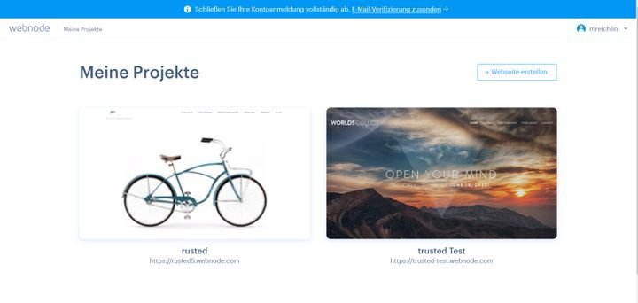 Im Dashboard überblicken Sie Ihre Projekte und nehmen verschiedene Anpassungen an Ihrer Page vor