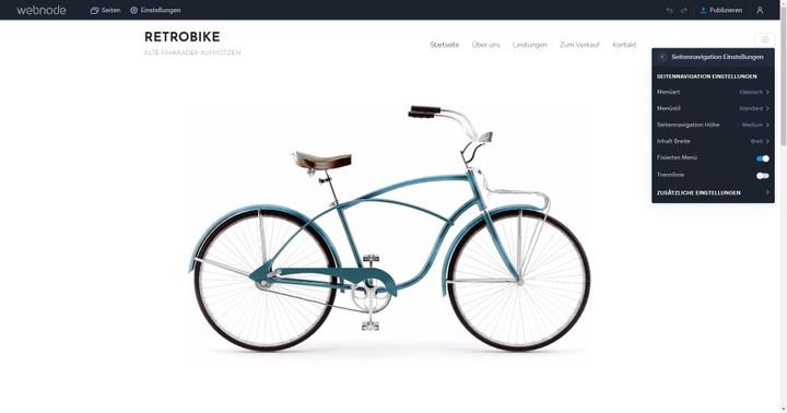 Webnode bietet Ihnen einen besonders kompakten und damit sehr übersichtlichen Editor