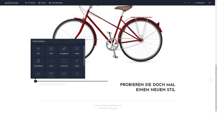 Sie finden in Webnode die wichtigsten Widgets für Ihren Seitenaufbau