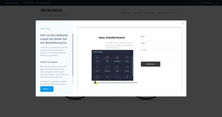 Ein kurzes Onboarding hilft Ihnen beim Einstieg