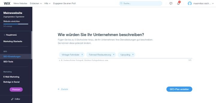 Der SEO Wizard von Wix hilft Ihnen, Ihre SEO-Strategie genau auf Ihr Unternehmen zuzuschneiden