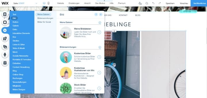 Wix verfügt über eine große Bibliothek kostenloser und kostenpflichtiger Stock-Bilder, die Sie verwenden können