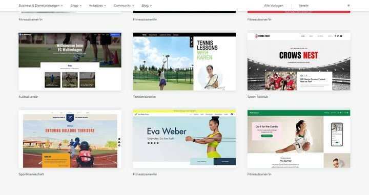 Die Vorlagen für Vereine von Wix sind zum großen Teil für Sport- und Fußballvereine gedacht