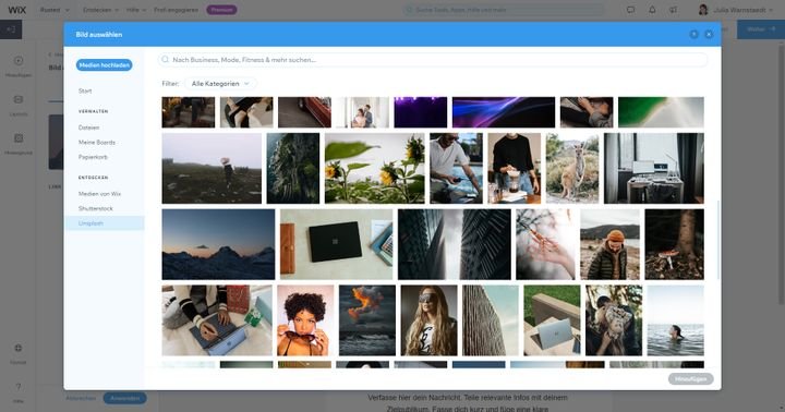 Wenn Sie kein Budget für eigene Bilder haben, können Sie auf die kostenlosen Fotos von Wix zurückgreifen