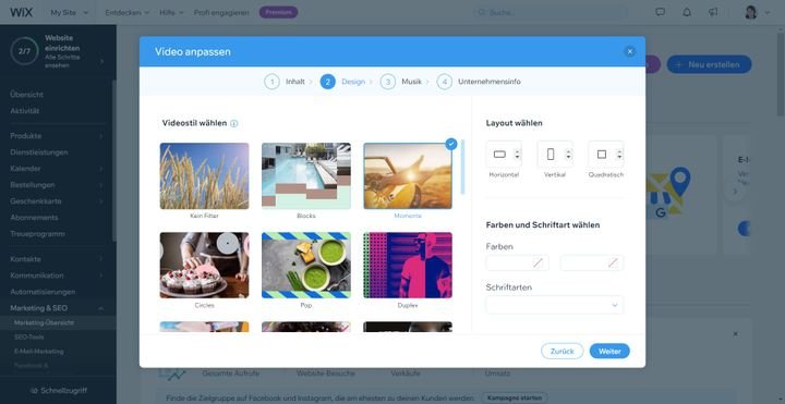 Auch kurze Videoclips lassen sich mit Wix erstellen