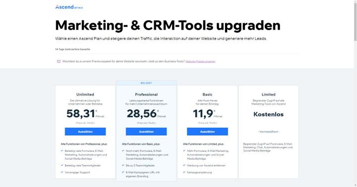 Sie erhalten Ascend in einer kostenlosen und drei kostenpflichtigen Ausführungen