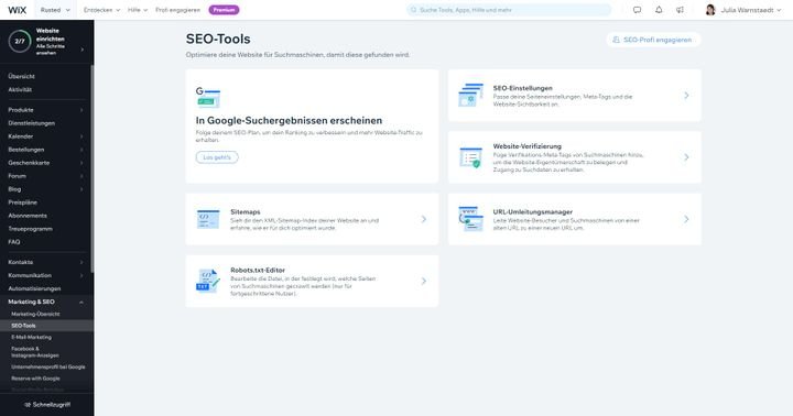 Wix bietet Ihnen gleich mehrere Tools zur SEO-Optimierung