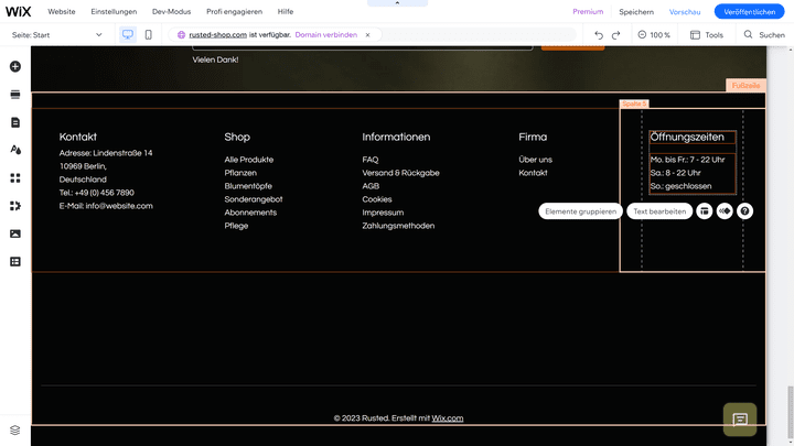 Die Gruppierung macht die Handhabung des Editors komfortabler