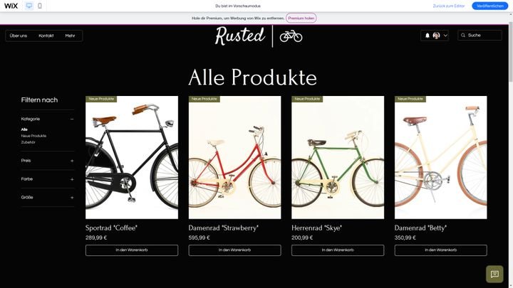 Legen Sie Ihren eigenen Online-Shop mit Wix an