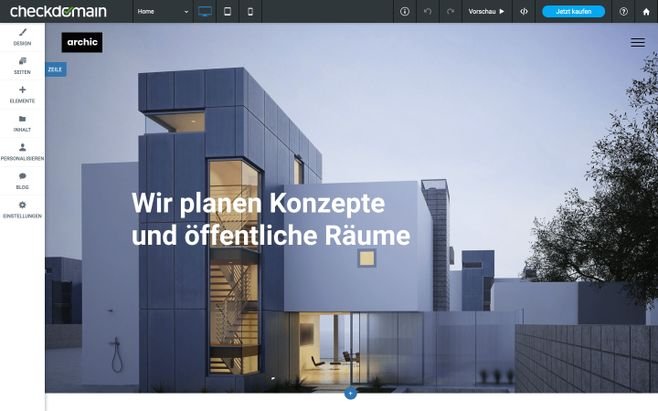 Mit dem checkdomain Editor erstellen Sie eine eigene Homepage ganz einfach per Drag-and-Drop
