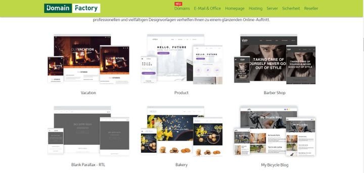 DomainFactory bietet rund 50 responsive Designvorlagen für Ihre Website